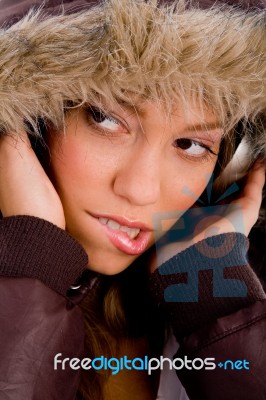 Younger Woman Listening Music Stock Photo