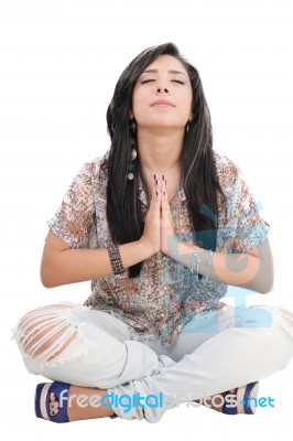 Younger Woman Praying Stock Photo