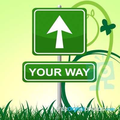 Your Way Indicates Display Option And Arrows Stock Image