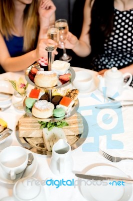 Yummy Creamy Desert Presented On The Table Stock Photo