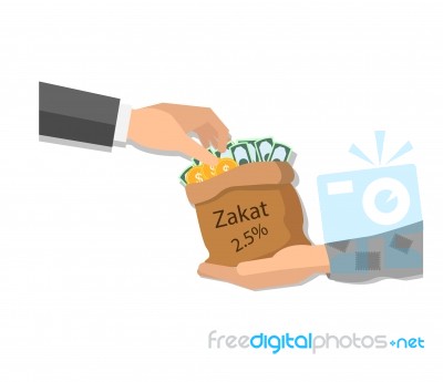 Zakat Giving Money To The Poor Islam Concept Religious Tax Charity Stock Image