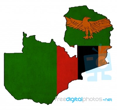 Zambia Map On  Flag Drawing ,grunge And Retro Flag Series Stock Image