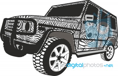 Zebra Offroad Cars Stock Image