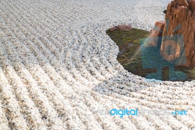 Zen Gardens Typically Contain Gravel And Bare Stones Stock Photo