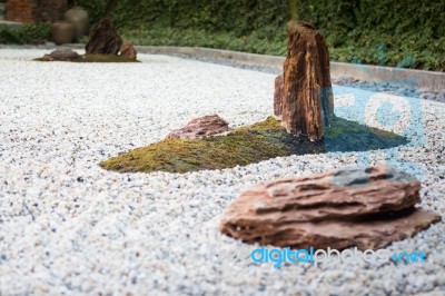 Zen Gardens Typically Contain Gravel And Bare Stones Stock Photo