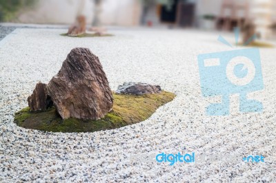 Zen Gardens Typically Contain Gravel And Bare Stones Stock Photo