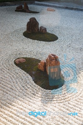 Zen Gardens Typically Contain Gravel And Bare Stones Stock Photo