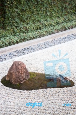 Zen Gardens Typically Contain Gravel And Bare Stones Stock Photo