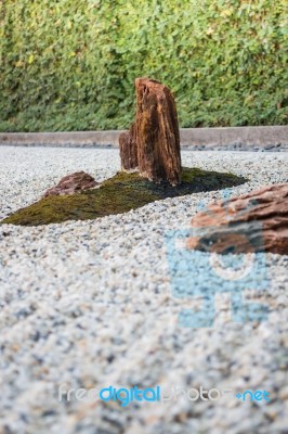 Zen Gardens Typically Contain Gravel And Bare Stones Stock Photo