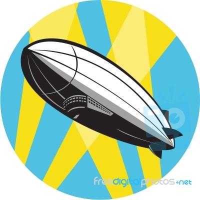 Zeppelin Blimp Flying Overhead Circle Retro Stock Image