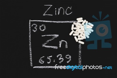 Zinc Capsule Supplementary  Food  Periodic  Table  Vitamin Stock Photo