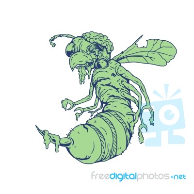 Zombie Bee Cartoon Stock Image