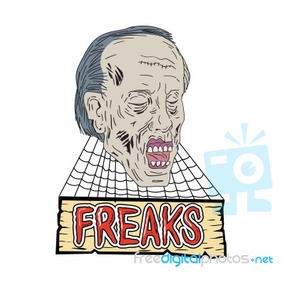 Zombie Freaks Cobwebs Drawing Stock Image