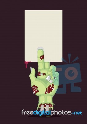 Zombie Hand And Card On Halloween Stock Image
