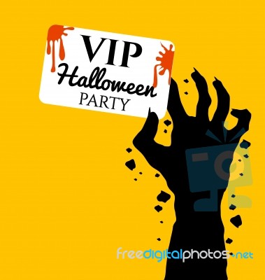 Zombie Hand Holding Vip Card For Halloween Day Stock Image