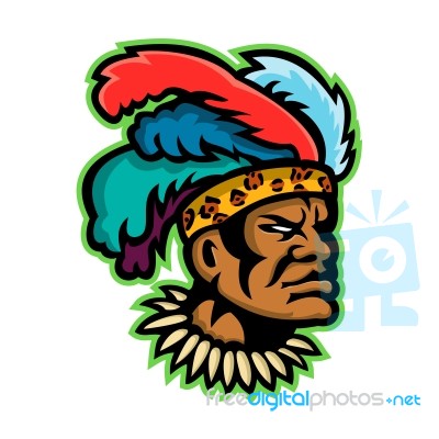 Zulu Warrior Head Mascot Stock Image