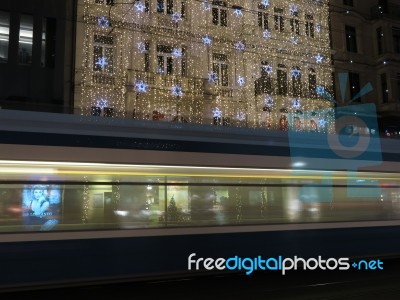 Zurich By Night In Christmas Time Stock Photo