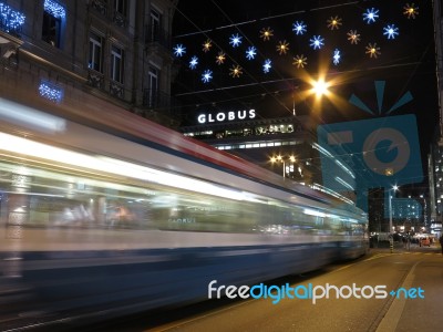 Zurich By Night In Christmas Time Stock Photo