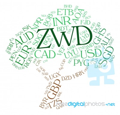 Zwd Currency Means Zimbabwe Dollars And Coinage Stock Image