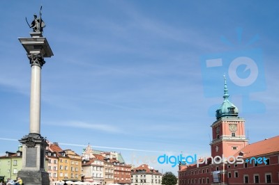 Zygmunts Column In The Old Town Market Square In Warsaw Stock Photo