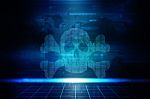 2d Rendering Digital Skull And Crossbones On Binary Code Stock Photo