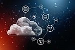 2d Rendering Technology Cloud Computing  Stock Photo