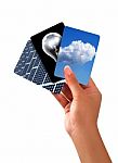 3 Energy Cards Stock Photo