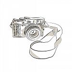 35mm Slr Film Camera Drawing Stock Photo