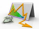 3d Business Decline Graph And Dollar Stock Photo