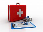 3d Illustration Covid 19 Blood Testing Tube With First Aid Box Stock Photo