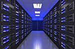 3d Modern Interior Of Server Room Stock Photo