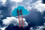 3d Rendering Clouds And Ladder      Stock Photo