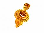 3d Rendering Gold Colour Gears Stock Photo