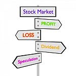 3d Stock Market, Share Signpost Stock Photo