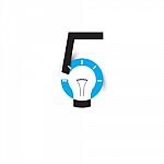 5-number Icon And Light Bulb Abstract Logo Design Template Stock Photo