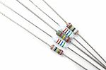 5 Resistors On White Background Stock Photo