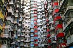 A Look Up View Of Quarry Bay In Hong Kong,china Stock Photo