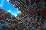 A Look Up View Of Quarry Bay In Hong Kong,china Stock Photo