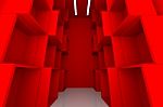 Abstract Box Red Room Stock Photo