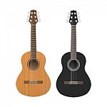 Acoustic Classic Guitar Is Brown And Black Color Stock Photo