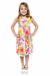 Adorable Girl Child In Floral Frock Stock Photo