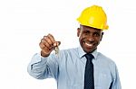 African American Businessman Holding A Key Stock Photo