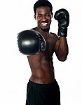 African Boxer Ready To Punch Stock Photo