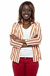 African Girl With Arms Crossed Stock Photo