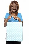 African Woman Holding Shopping Bag Stock Photo