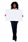 African Woman Showing Blank Board Stock Photo