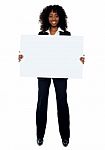 African Woman Showing Blank Board Stock Photo