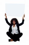 African Woman Showing Blank Board Stock Photo