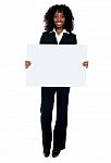 African Woman Showing Blank Board Stock Photo