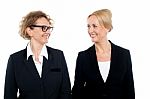 Aged Corporate Women Looking At Each Other Stock Photo